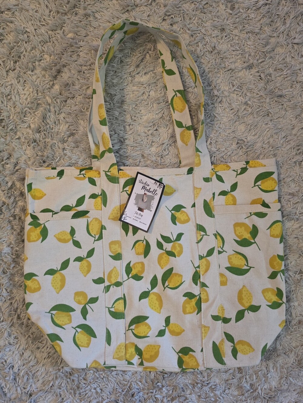 Studio Mabelle LEMONS Reusable Tote Bag 100% Cotton Canvas